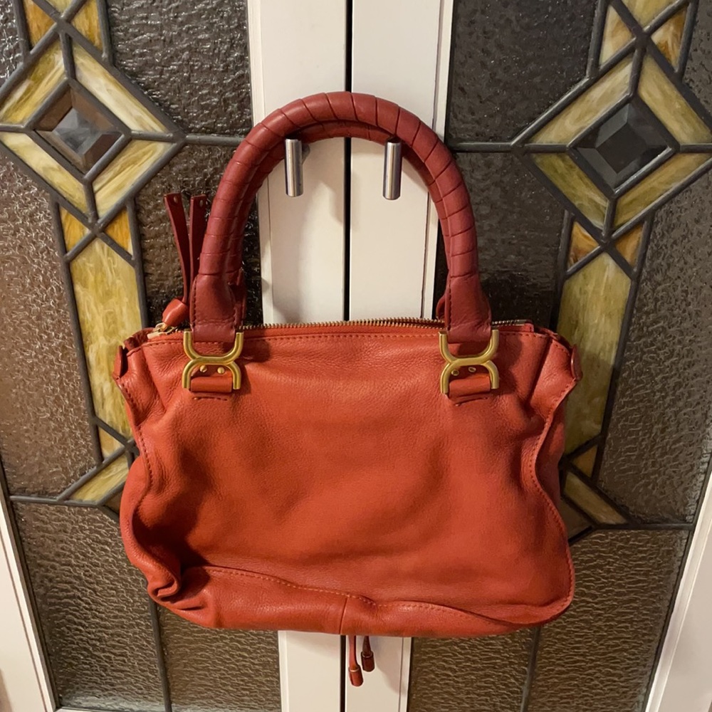Chloe Marcie handbag in tan/brass/faded rose - Picture 8 of 16